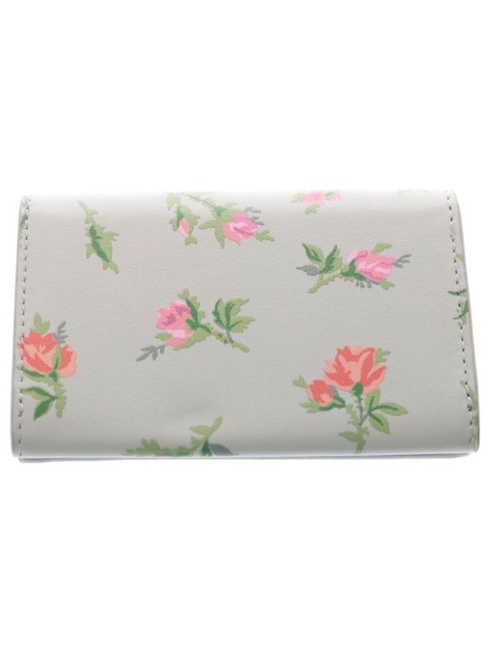 Prada Saffiano Triangle Logo Card Case Compact Wallet Bifold Flower Motif - Picture 2 of 6
